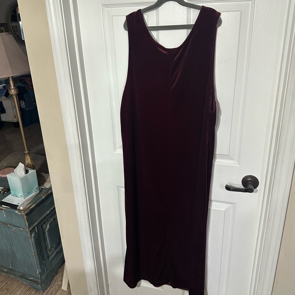 Y2K Deep Burgundy Wine Velvet Maxi Dress size medium - Picture 2 of 4